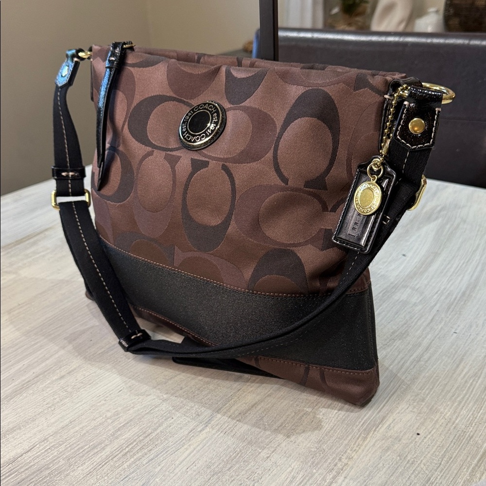 Coach Brown and Black Shoulder Bag